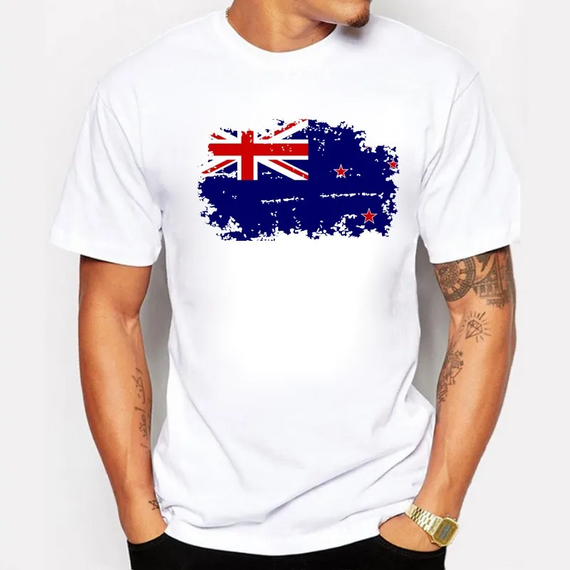 

Fashion t-shirt men print Nostalgic Style Zealand National boy/s T-shirt Cotton Short Sleeve T shirts