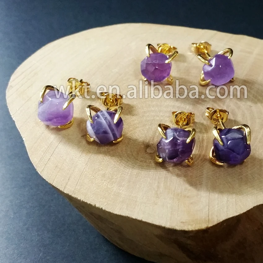 WE-E123 Lovely Jewelry 24k gold trim pink quartz amazonite crystal stone earrings stub free shipping | Украшения и аксессуары