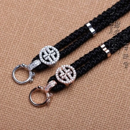 

KJJEAXCMY Boutique Jewelry High-grade Jade Pendant Rope Lanyard Accessories 925 Silver DIY Gold Plated High-grade La