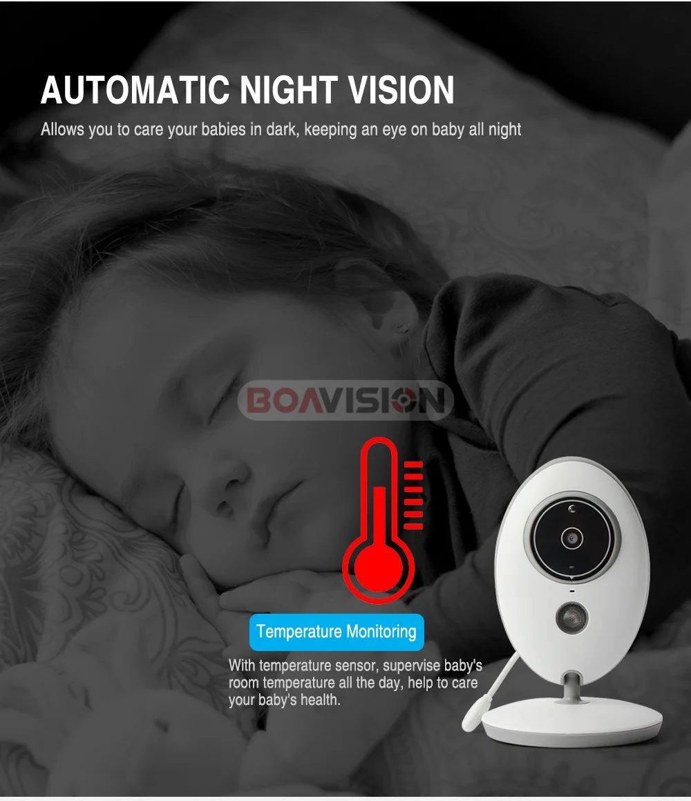 BOAVISION VB605 Портативный 2,4 дюйма ЖК-дисплей Беспроводной Видеоняни и радионяни Видео Радио няня Камера работающий на линии внутренней связи инфракрасный Bebe Cam Walkie обсуждение няня