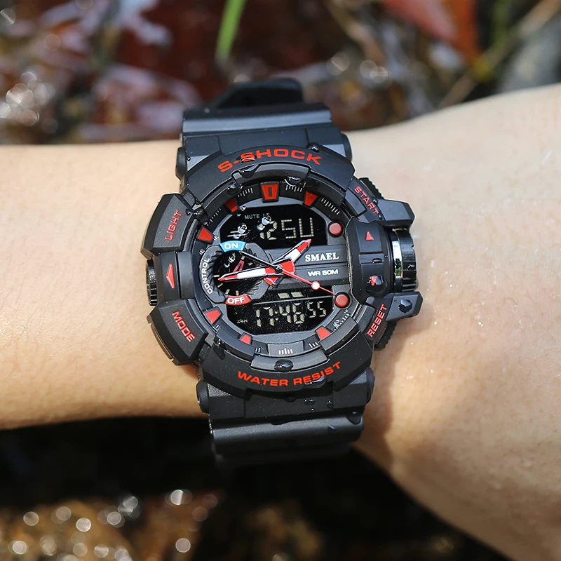 Мужские спортивные часы Smael 1436 S Shock цифровые армейские в стиле милитари с