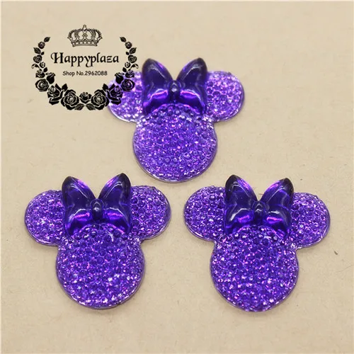 purple 20pcs 20 шт каваи блестящие полимерные Стразы Минни с плоским основанием кабошон Сделай Сам декоративное Ремесло Скрапбукинг, 26*27 мм - Цвет: purple 20pcs