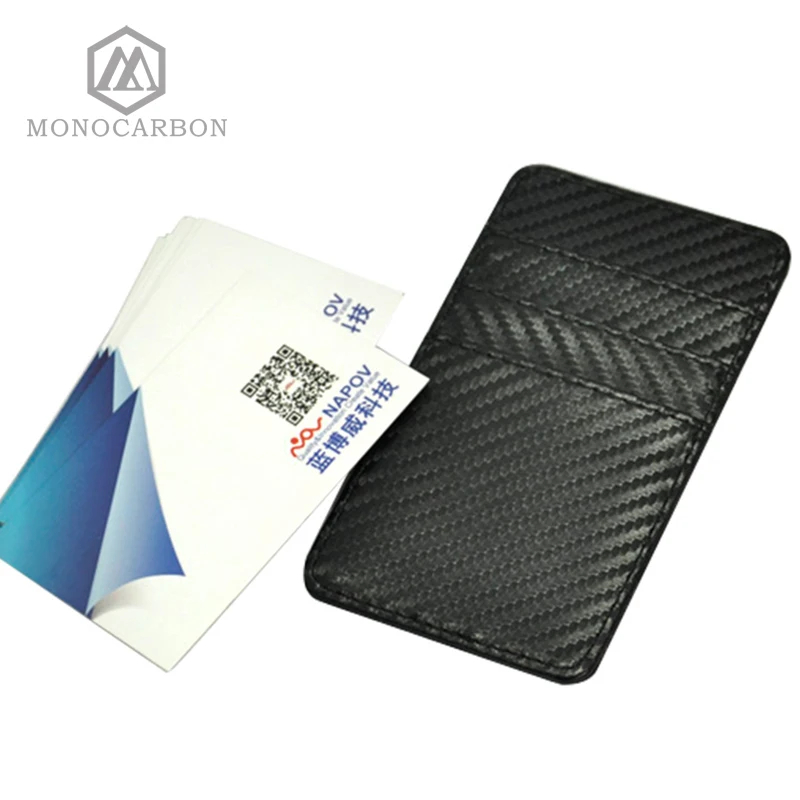 Мужской кошелек для карт MONOCARBON многофункциональный из полиуретана и углеродного