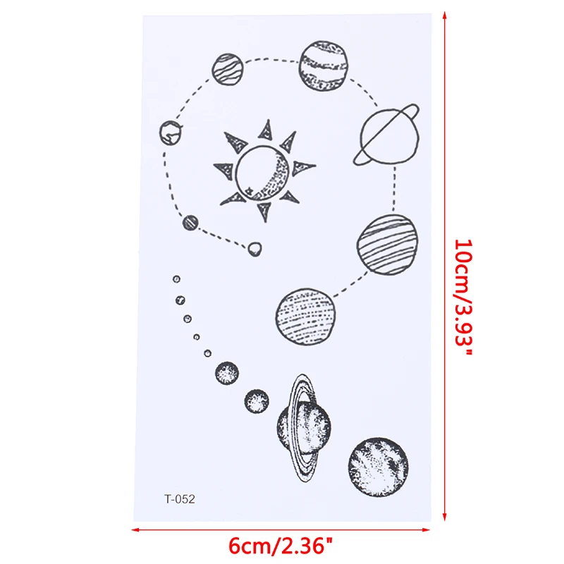 

5Pcs Temporary Tattoo Sticker Planet Moon Tattoos Body Art Arm Fake Tatoo Waterproof Paper