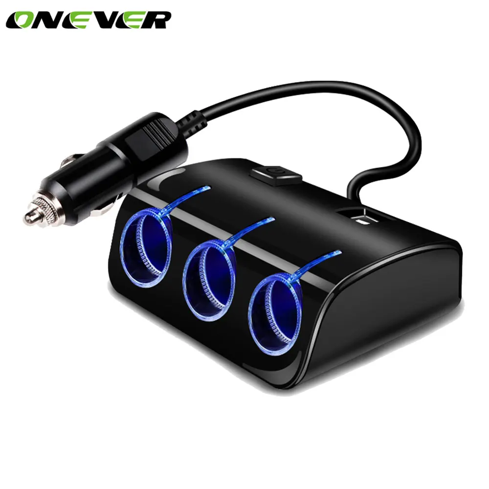 Onever 1 3 USB розетка для автомобильного прикуривателя Разветвитель концентратор 12