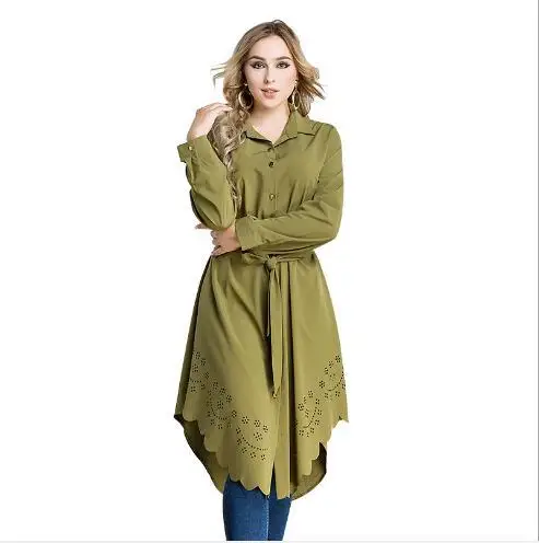 Мусульманские женские топы рубашка платье блузка Abaya Robe открытая свободная