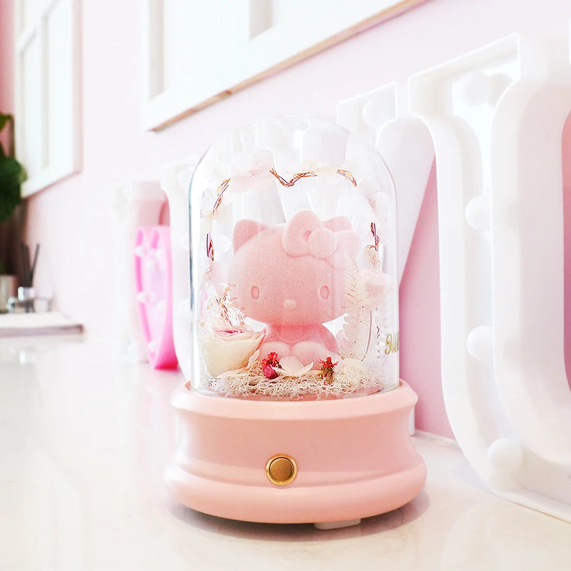 Японский hello kitty Presrved свежий цветок Bluetooth беспроводной динамик розовый в любовь музыкальная шкатулка Ночник светильник подарок на день рождения