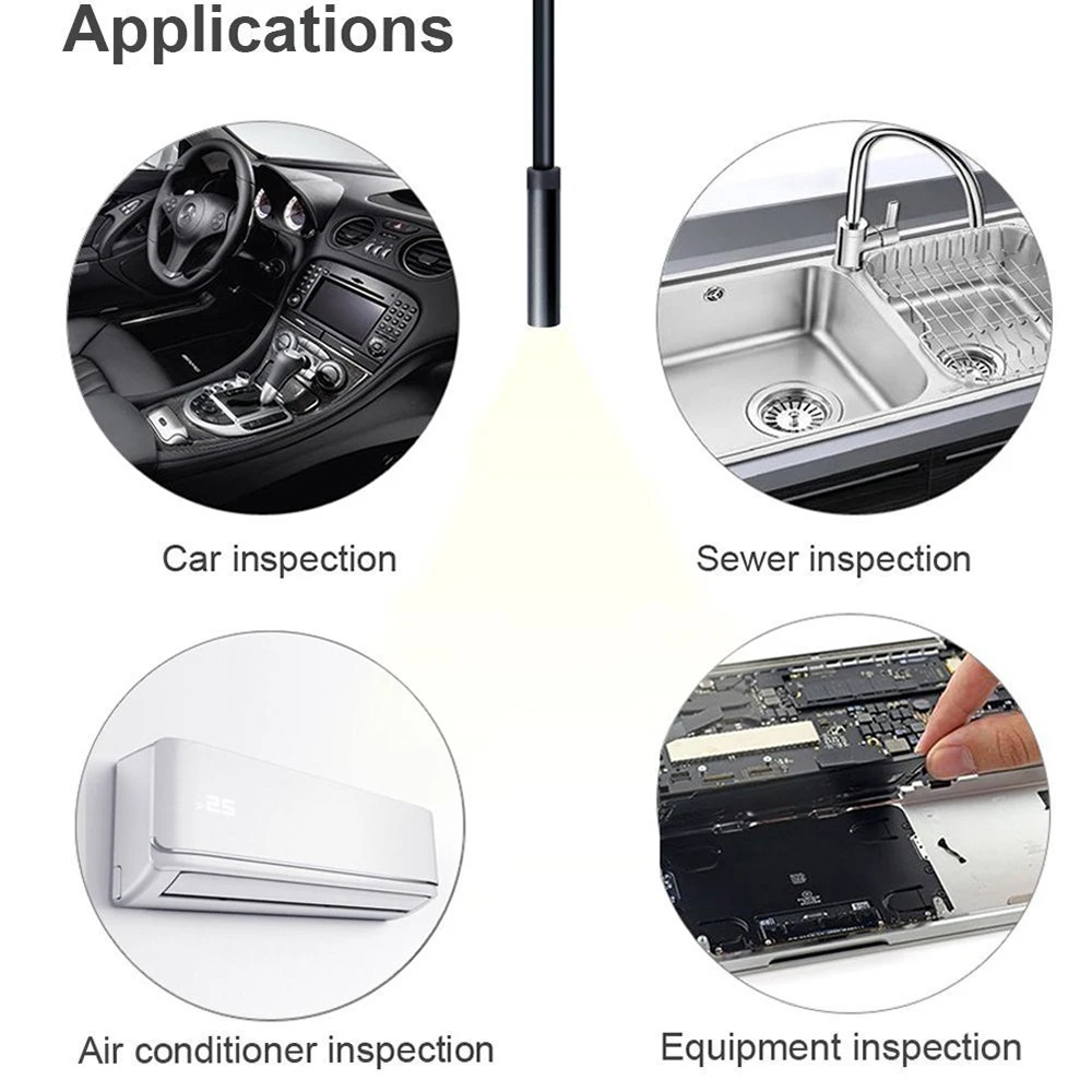 8mm Wifi Endoscope Android/IOS/PC Borescope Waterproof Lens 8 LED Lights Endoscopic HD Camera Soft Tube | Инструменты