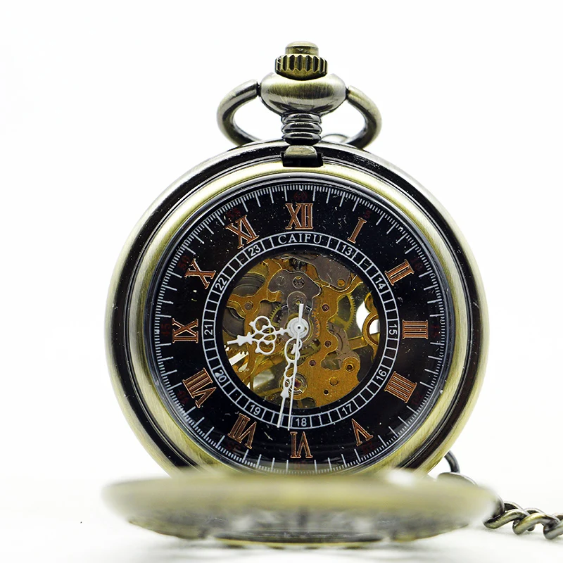 Antique Exquisite Pet Fish Hollow Relief Mechanical Pocket Watch Vintage Gentleman Style Accessories Pendant Necklace Clock