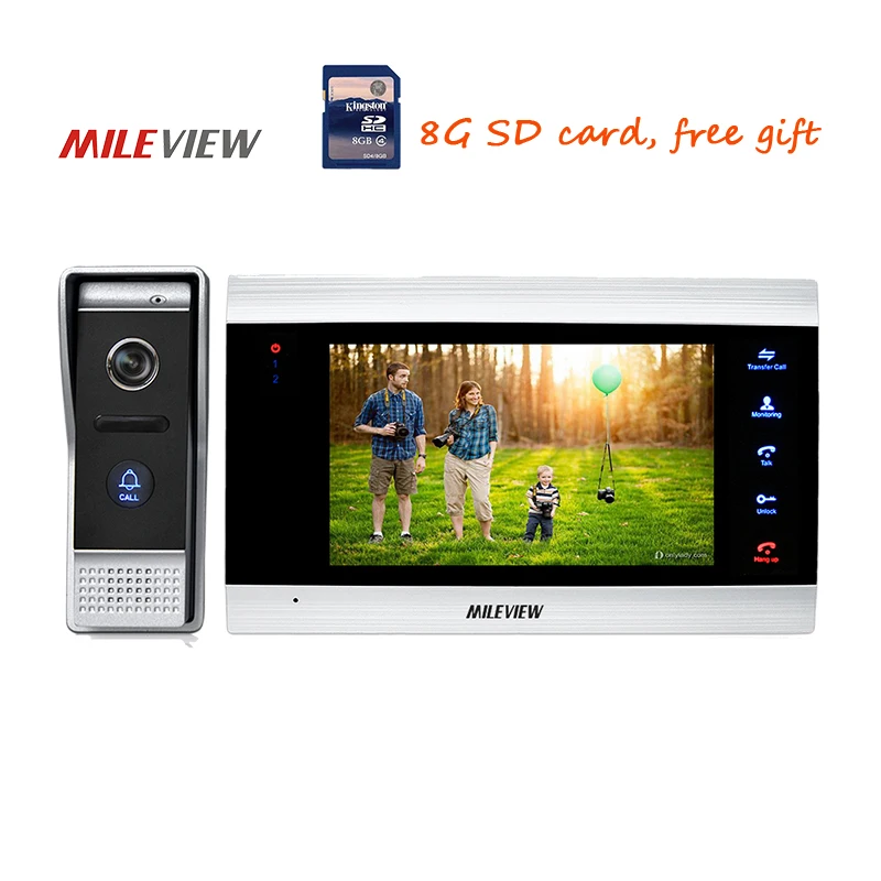Бесплатная доставка 720 P AHD HD 7 &quotцветной видеодомофон система записи дверного
