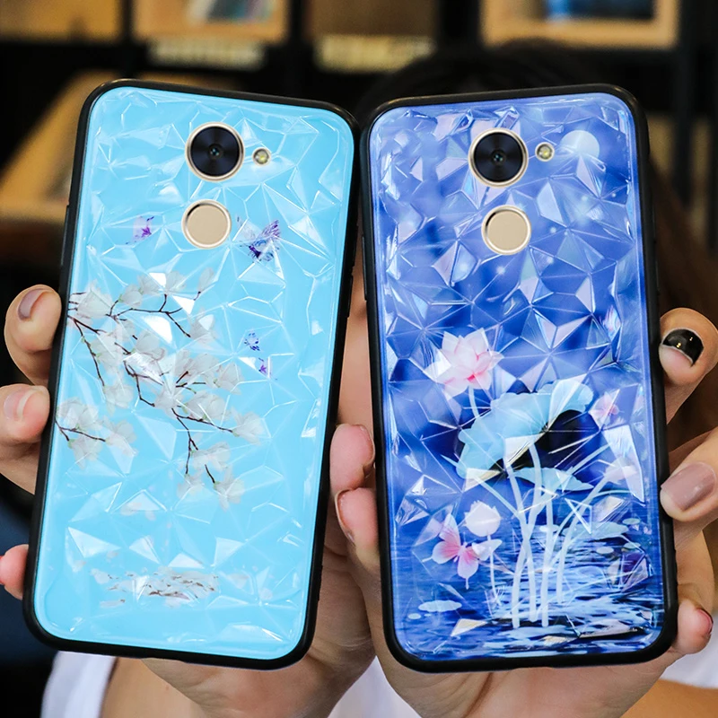 3D Алмазная текстура цветочный чехол для Huawei Y7 Prime 2017 Enjoy 7 Plus чехлы Ромбический