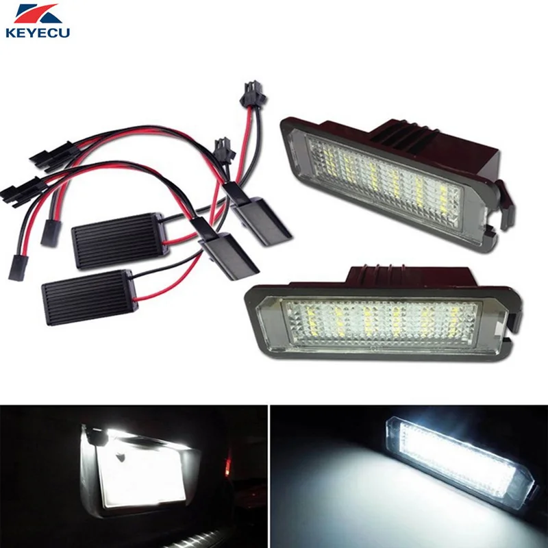 KEYECU 2 шт. 6500K белый светодиодный фонарь для номерного знака 18SMD в сборе Vw Golf 4 5 6 7 Polo