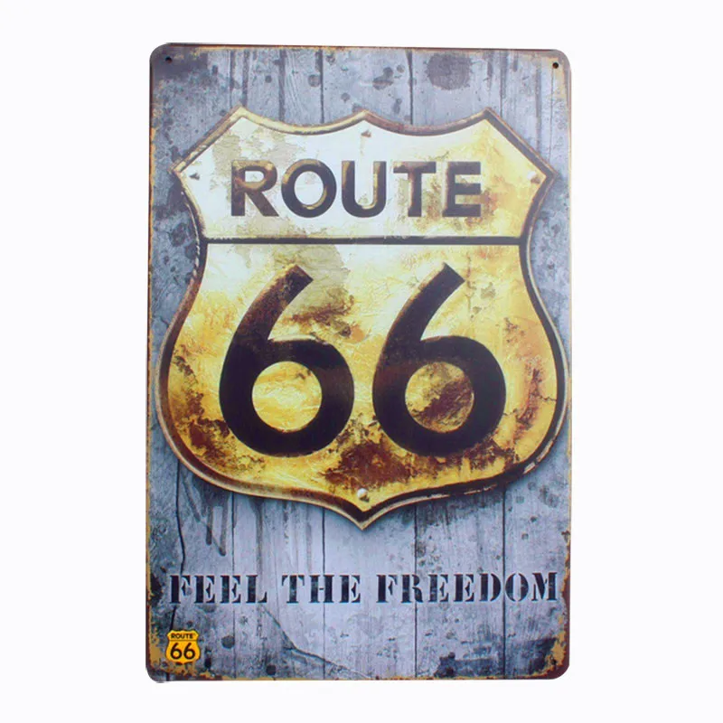 Route 66 Ретро Металлические оловянные вывески для домашнего автомобиля Декор отеля