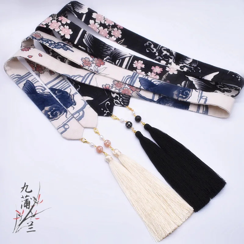 Hanfu с античной cos шиномонтажная лента бронзовая была издана бахрома на ленте аксессуары для костюма веревка для волос