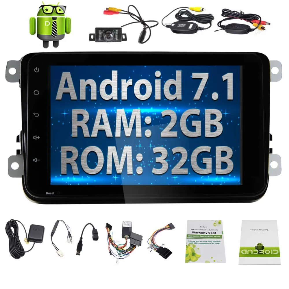 Eincar 8 &quotAndroid 7 1 автомобильный радиоприемник двойной Din стерео без dvd плеера в Dash