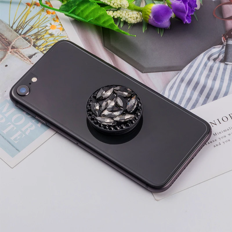 Держатель для сотового телефона держатель для IPhone samsung huawei LG Алмазная подставка для телефона Подставка для телефона - Цвет: Черный