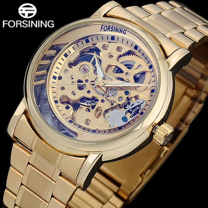 FORSINING мужские повседневные механические часы автоматические наручные из