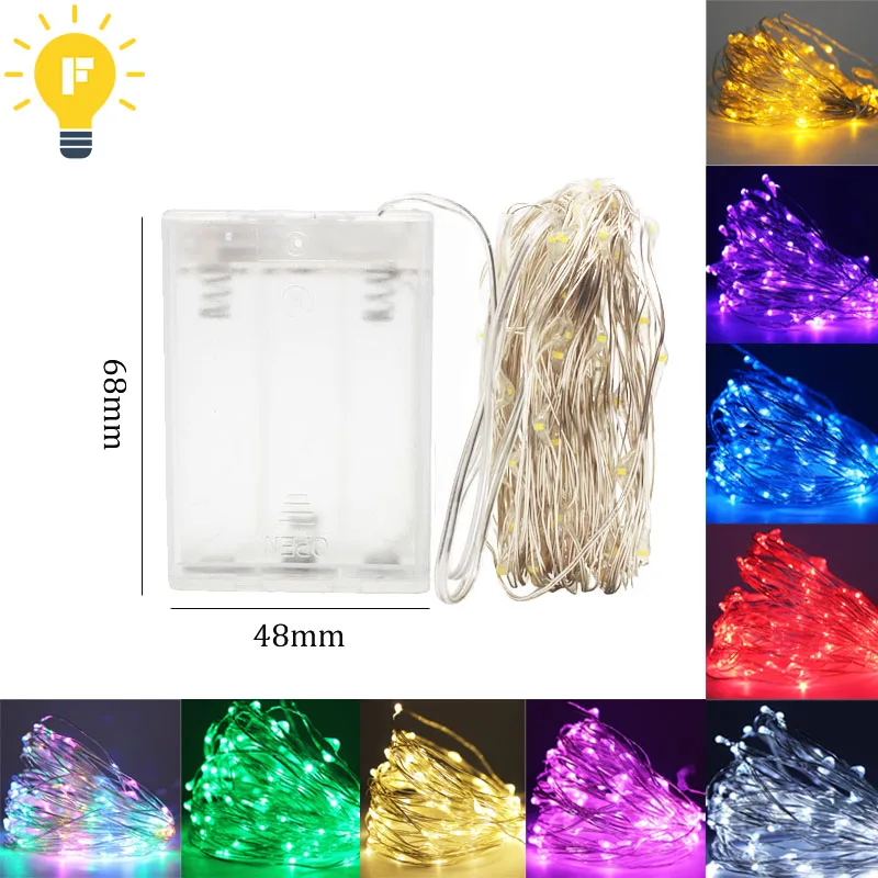 1/2/5/10 м 10-100 светодиодов Рождественская гирлянда медная проволока светодиодная