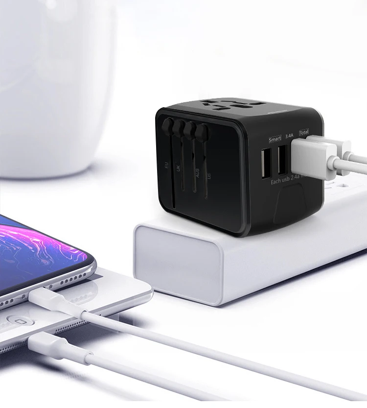 TENACHI адаптер для путешествий с 3 USB зарядным устройством и type C универсальный адаптер для путешествий для ЕС, США, Великобритании, Австралии
