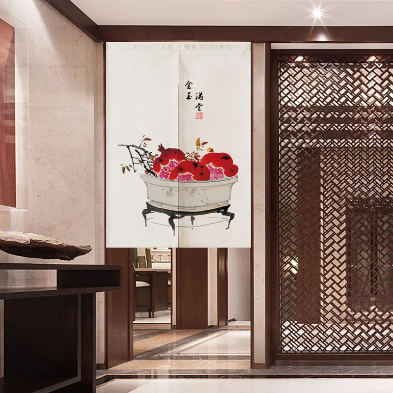 Китайская льняная дверная занавеска с чернилами для спальни декоративная на