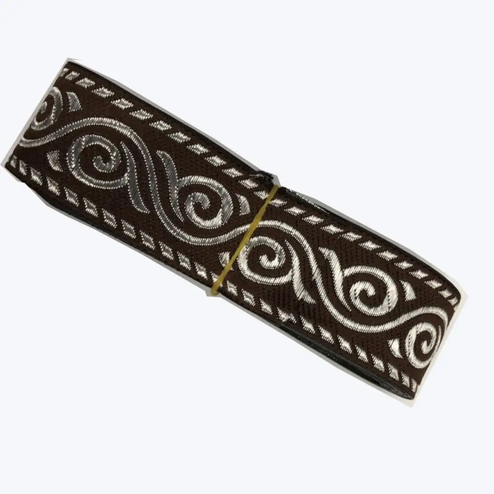 dark brown 10 ярдов/много Тканое жаккардовое украшение лентами геометрический узор для штор и аксессуары для одежды Размер 3 см LS-2671 - Цвет: dark brown
