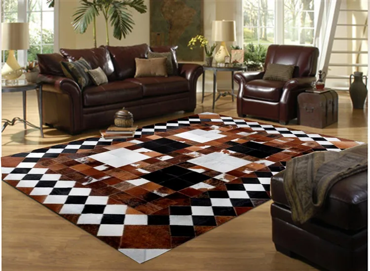 

Fashionable art carpet 100% natural genuine cowhide leather carpet fringe