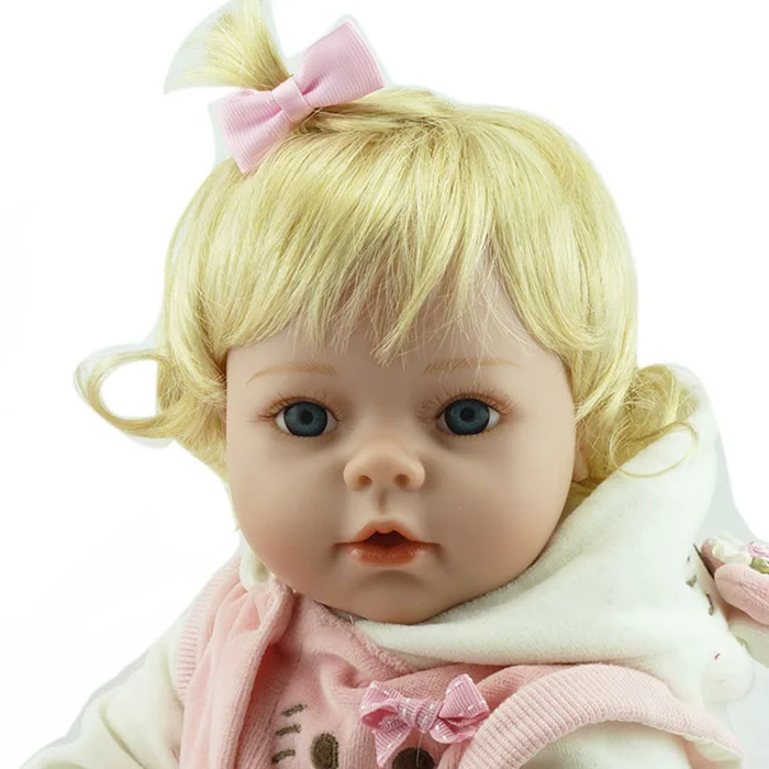 Кукла DollMai bebe menina 22 &quot55 см мягкие силиконовые куклы reborn кудрявые волосы блонд с