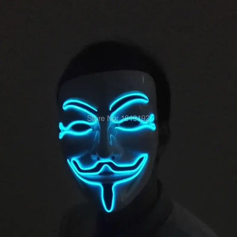 Мигающая Маска Вендетта на Хэллоуин 1 шт. светящаяся маска el wire светодиодный