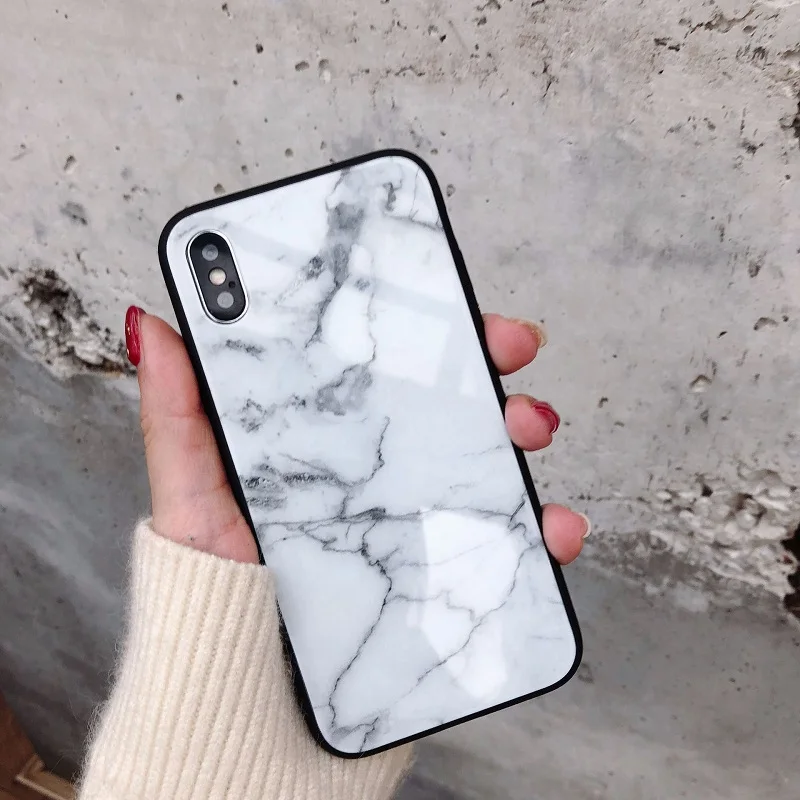 VDIAG Мрамор стекло чехол для телефона iPhoneX/6/6s/7/8 плюс/XS MAX личности полную защиту