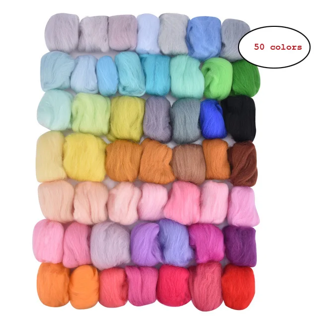 50 colors wool 36/50 цветов войлочная шерсть стартовый набор DIY с инструментами, аксессуарами и швейными формочками шерстяная полоса - Цвет: 50 colors wool
