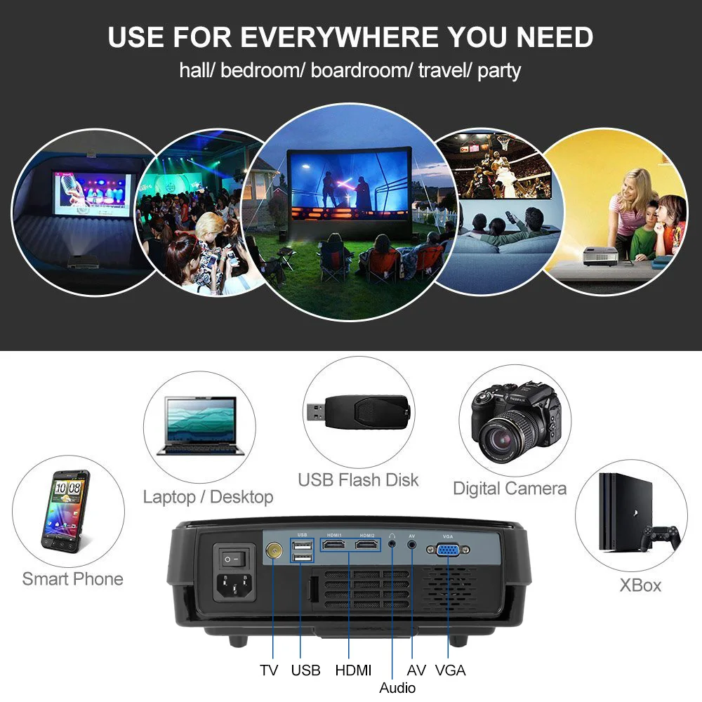A3 + AB портативный Android WIFI Bluetooth видео проектор 4000 люмен Full HD для домашнего