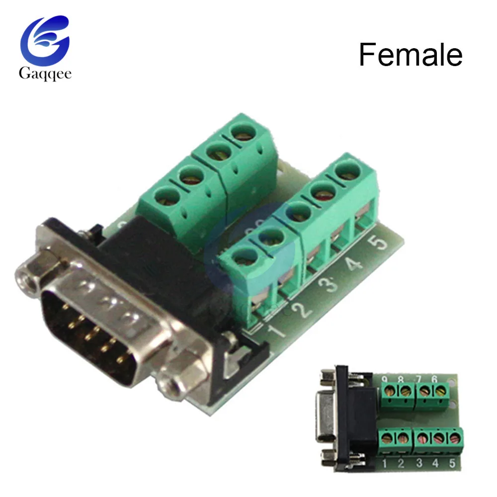 9pin Solderless соединители DB9 RS232 серийный к терминалу Женский Мужской адаптер разъем