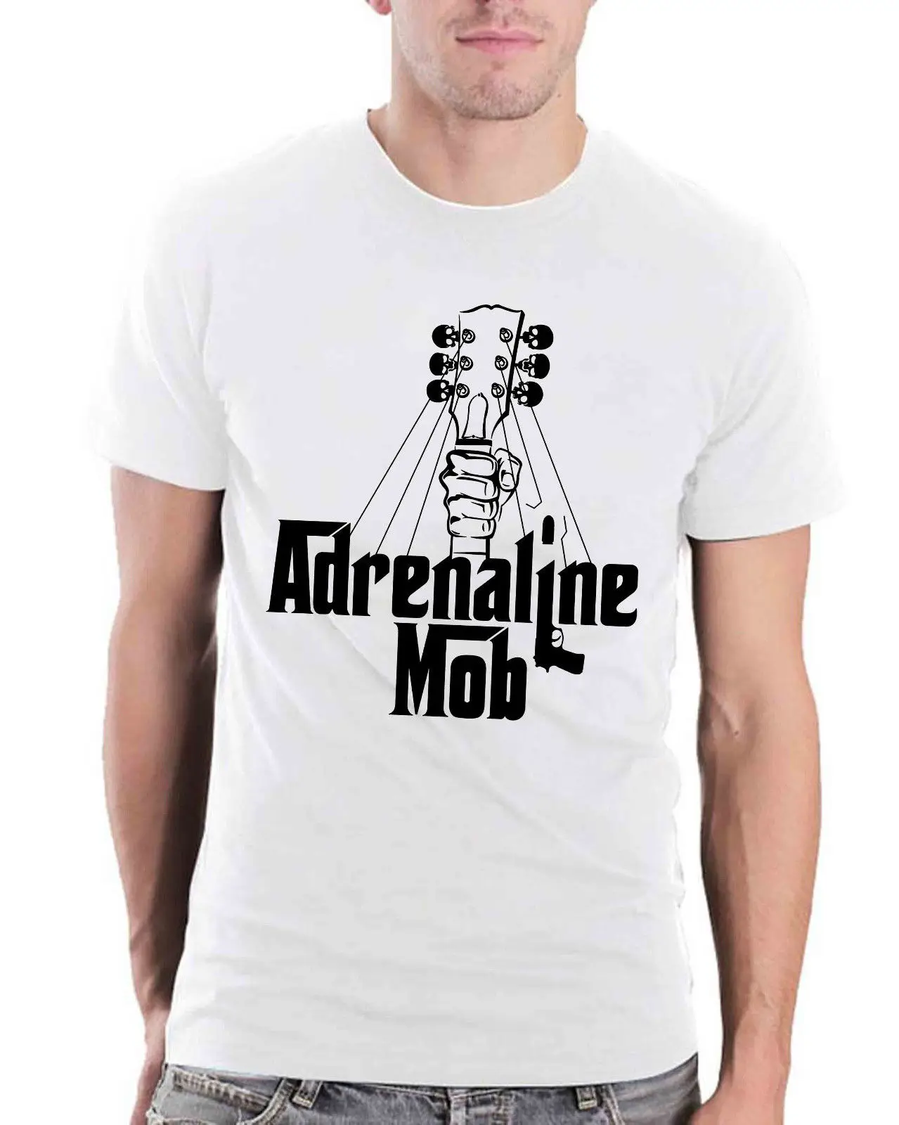 Новая Металлическая рок группа Adrenaline Mob с логотипом Мужская черная футболка
