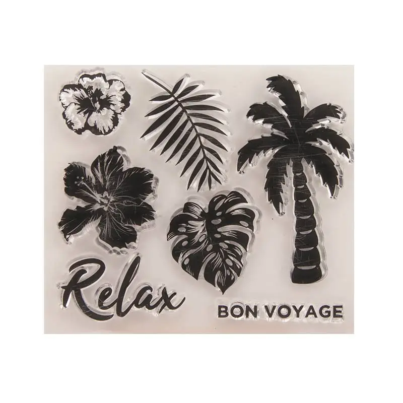 Прозрачный силиконовый штамп Relax с кокосовым деревом для печати скрапбукинга