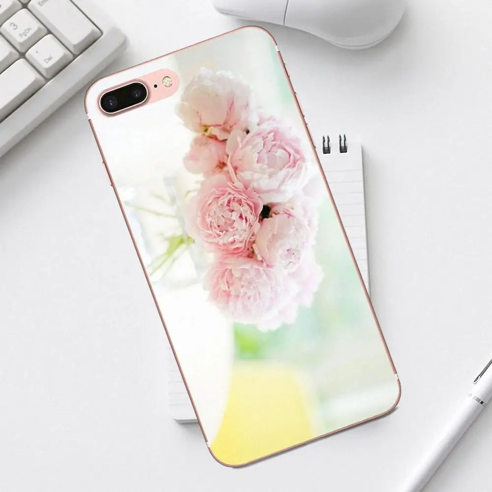 Мягкий резиновый чехол для телефона Love фиолетовые пионы iPhone 4 4S 5 5C SE 6 6S 7 8 Plus X XS Max XR