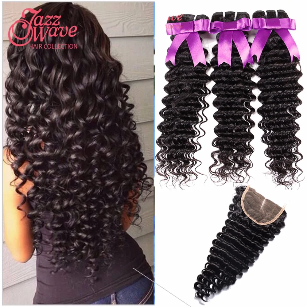 Бразильский Глубокая Волна С Закрытием 8а Бразильские Волосы Девственницы 3