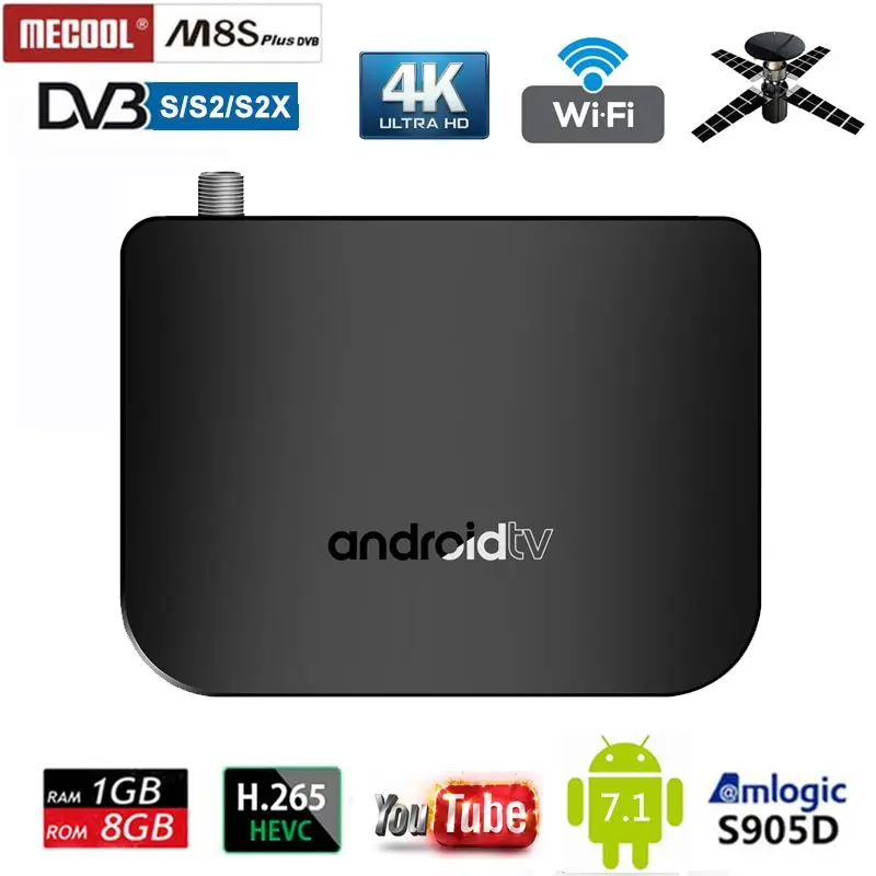DVB-S2 Android tv Box Amlogic S905D 2 4G wifi Поддержка 4K H.265 DVB S2 S2X спутниковый ресивер Mini M8S Plus Smart