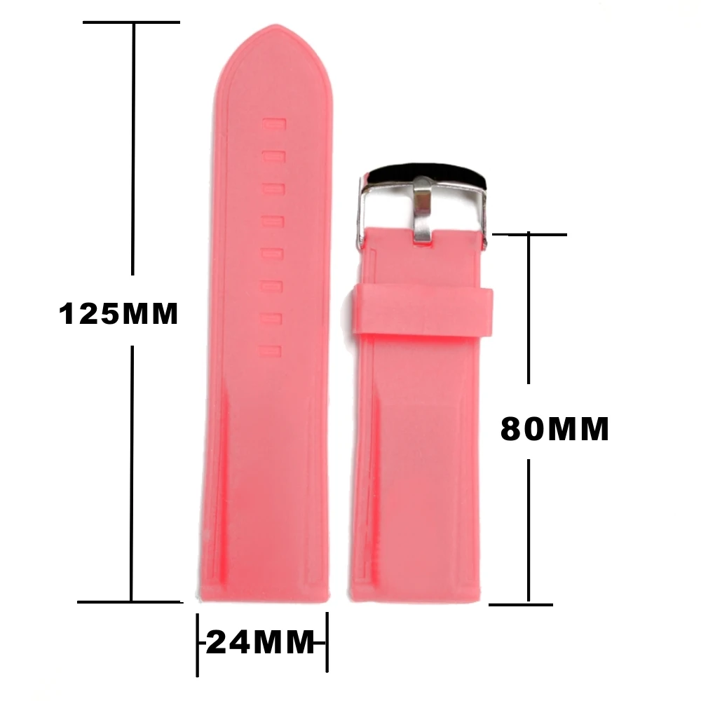 24 мм очаровательный розовый силиконовый желе резиновый ремешок для часов