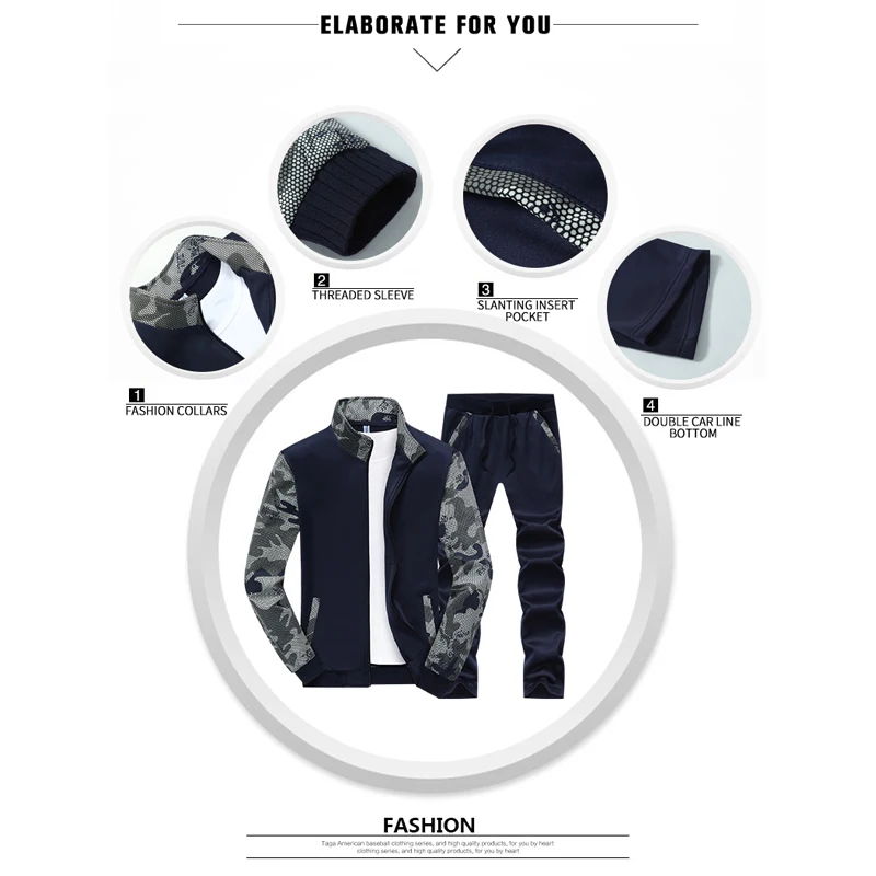 Puza Sportwear Suit Men's tracksuit winter warm sweatpants Track suits mens Camouflage Army Casual 4XL sets | Мужская одежда