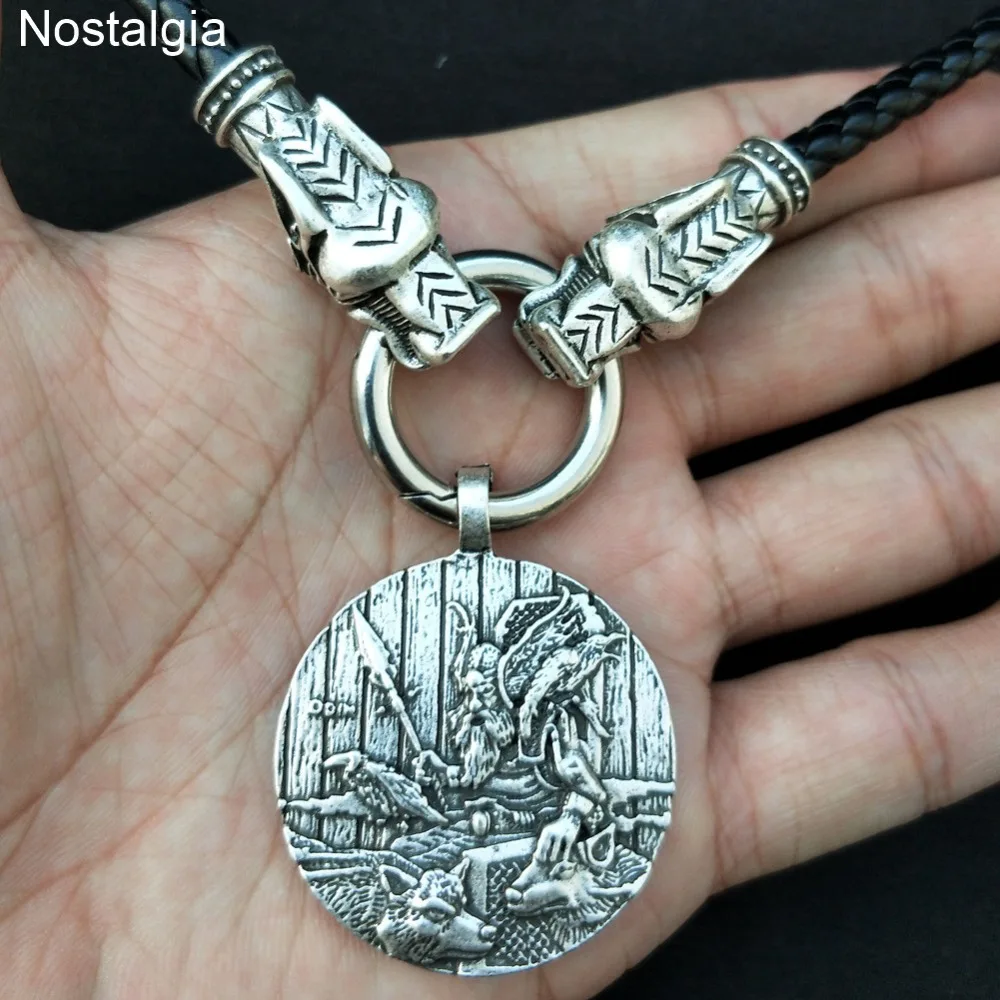 Ностальгия Odin Ворон и волк амулет талисман Wicca Pagan этническое ожерелье Дракон
