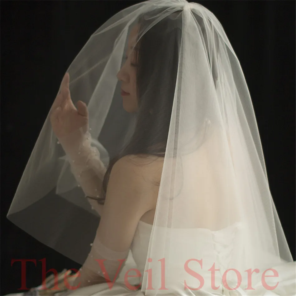 2019 ISHSY Short Bridal Veil weeding Veils white Ivory Tulle with comb Blusher Double layers Voiles Mariage velos de novia | Свадьбы и