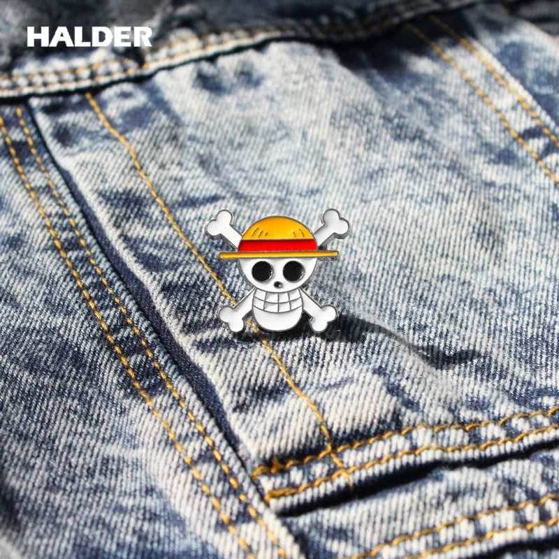 BR0021 аниме halder one piece Луффи череп Трафальгар Ло медведь брошки в виде привидений эмаль нагрудные булавки одежда значок для рюкзака деним подарок