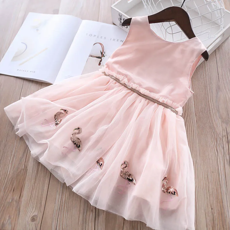 2020 летнее платье-жилет для маленьких девочек детская одежда розовая вуаль