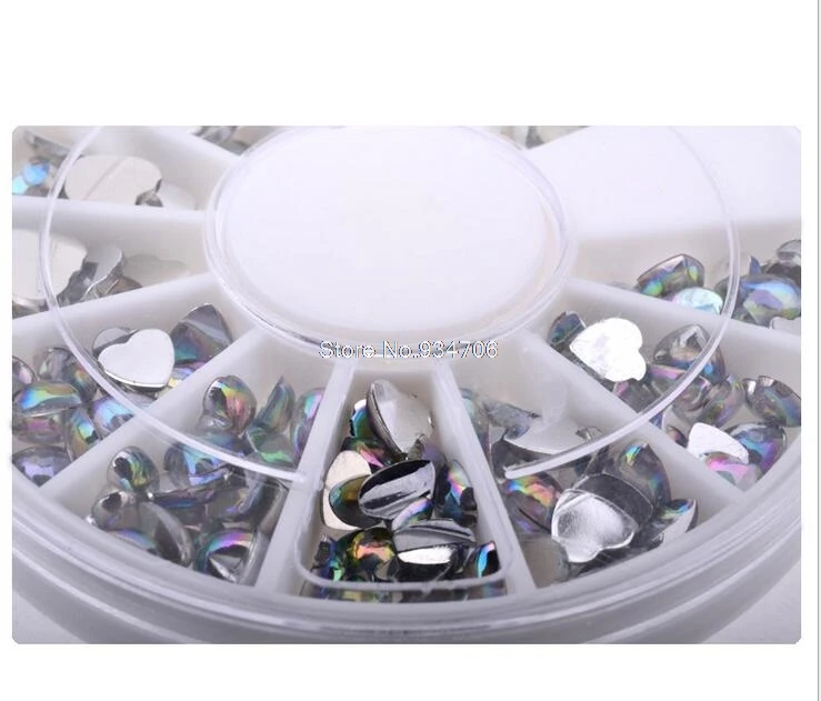 Новый nail декоративные стразы 100 sets/set смешанного размера блестящие в форме сердца