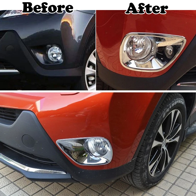 Подходит для Toyota RAV4 2013 2014 2015 Хромированная передняя + фотовспышка отделка бампера