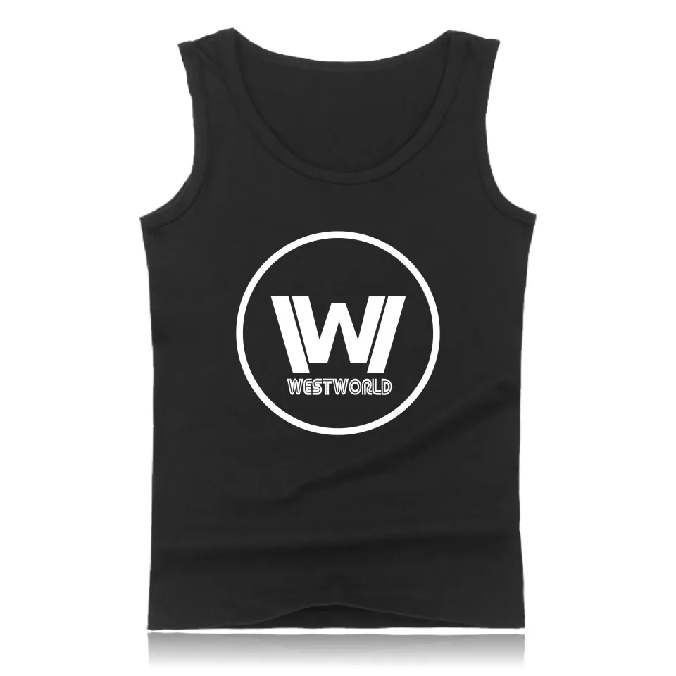 WESTWORLD Модный хлопковый топ на бретелях мужская рубашка без рукавов одежда и