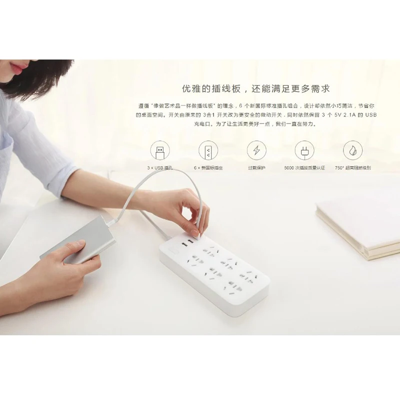Xiaomi разъем быстрой зарядки 2500 Вт 10A 250V 3/5/6 Порты и разъёмы с USB розетки Мощность полосы Смарт перегрузки Мощность полосы для Xiaomi Smart D5