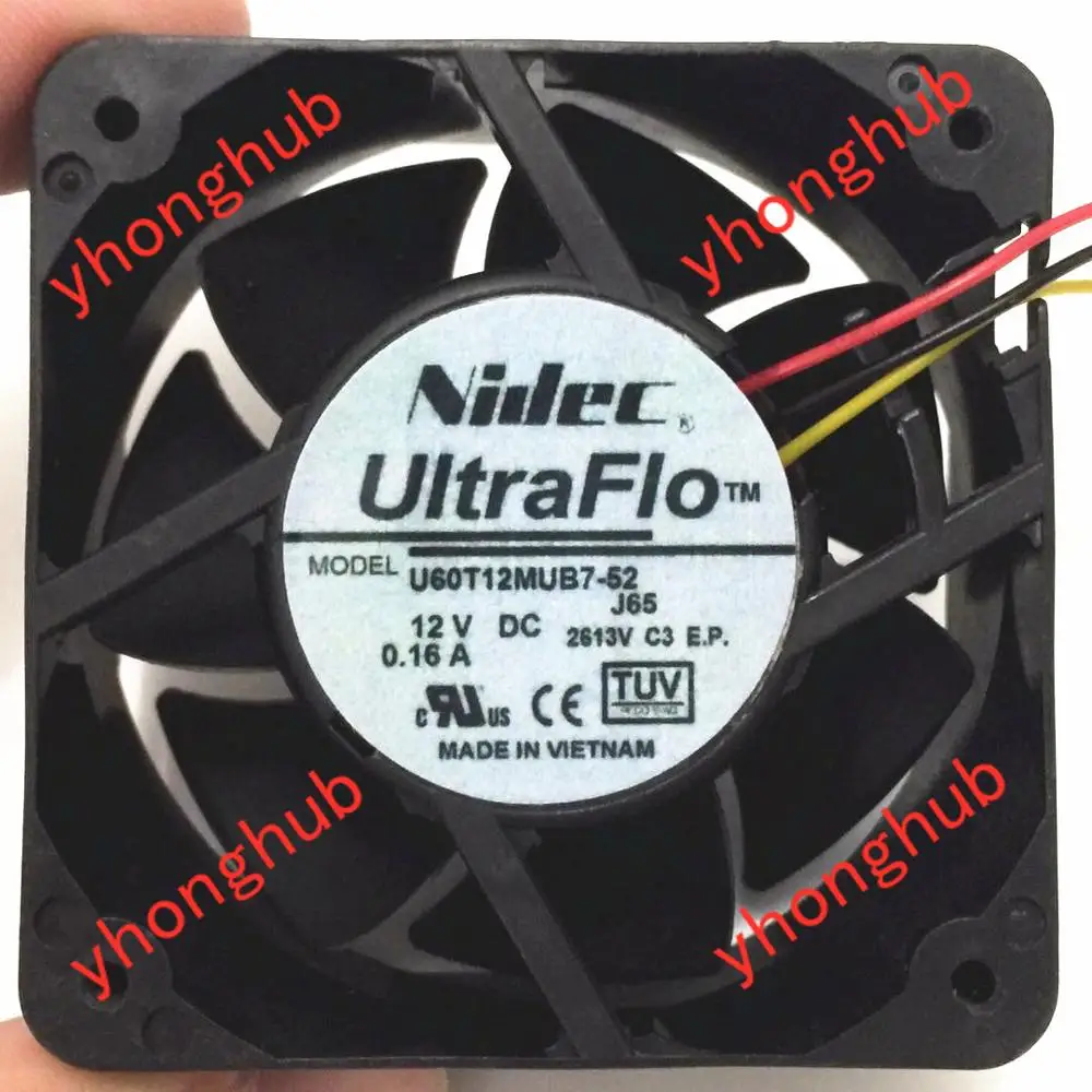 Вентилятор охлаждения сервера Nidec U60T12MUB7 52 J65 DC 12V 0.16A 60x60x25 мм|square fan|server fandc fan 12v |
