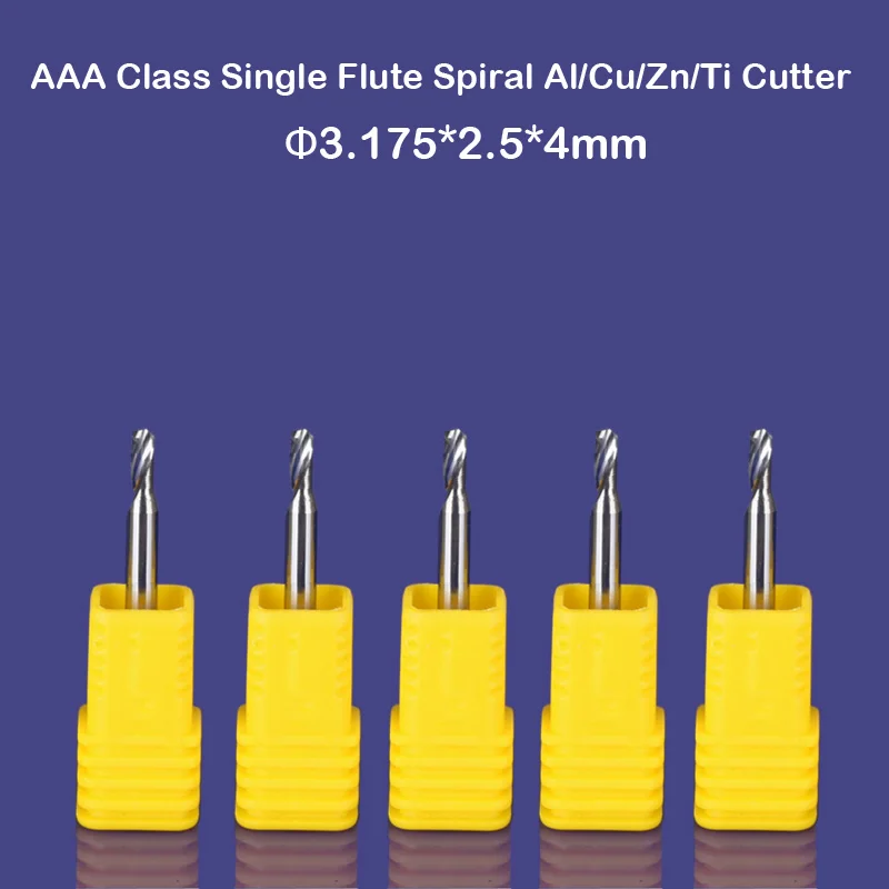 

single Flute Carbide Spiral Cutter Aluminum CNC Router Bits 1/8" 2.5mm 4mm