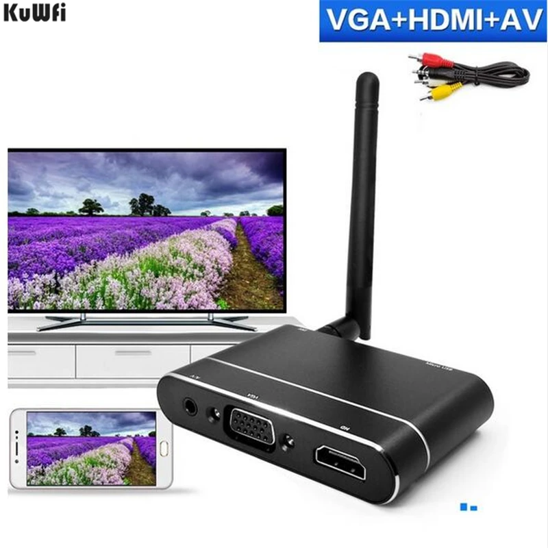 KuWFi ТВ палка беспроводной ключ HD дисплей приемник WiFi зеркальная коробка HDMI VGA AV